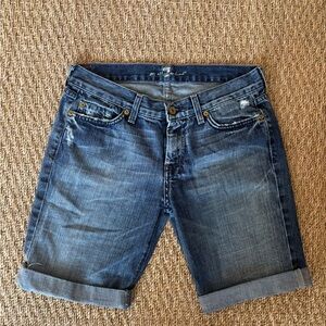 7 For All Mankind | Blue Denim Jean Shorts Size 29